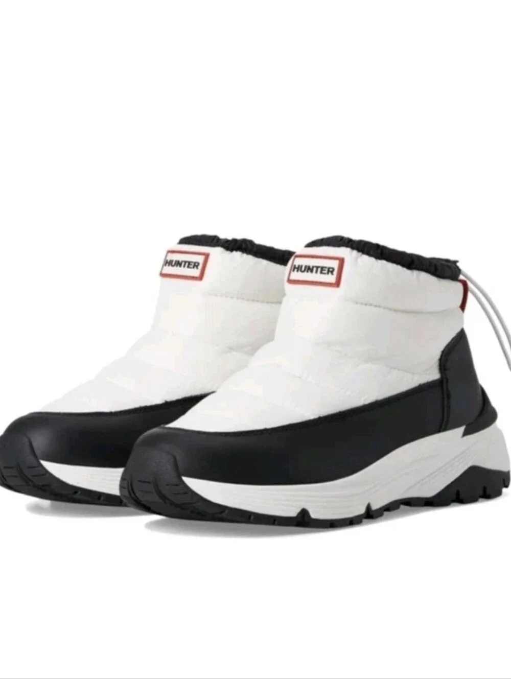 Hunter Anne Waterproof Snow Boots White/Black Pull On Quilted Women's Sz 10 NEW